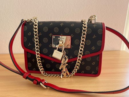 DKNY - Handtasche, Elissa, schwarz / rot / gold