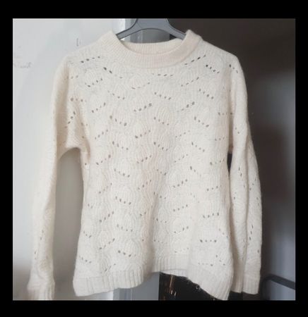 Massimo Dutti Strickpullover, creme, Gr. S/M, Mohair/Wolle