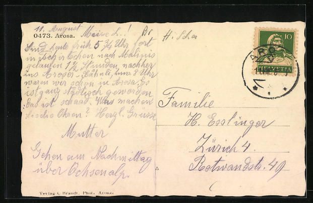 Cartoline postali: AK Arosa, Ortspartie mit Wald – Usato da Berlin venduto da bartko-reher 1