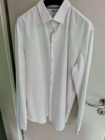 Jake* Businesshemd weiss, Slim Fit, 43/44, Easycare, langarm