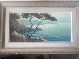 Tableau paysage marin, peinture signée, avec cadre