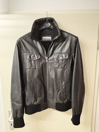Jolie blouson en cuir noir homme - Taille L