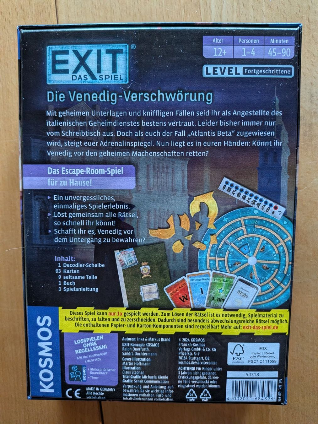 Kosmos Giochi: EXIT Das Spiel - Die Venedig Verschwörung – Nuovo e nell'imballaggio originale da Gonten venduto da Tierliebe13 1