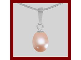 Süsswasser-Zuchtperle apricot Anhänger Silber 925