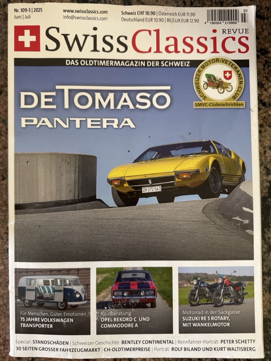 Riviste & Magazine: Swiss Classics - De Tomaso Pantera - Oldtimer Magazin 58 – Usato da Zürich venduto da anwand
