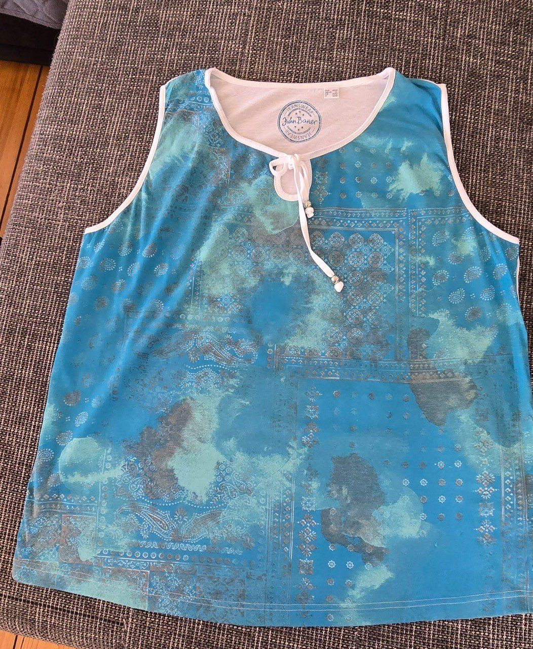 Top: John Baner Top, Grösse XL, blau gemustert, Sommer – Usato da Möhlin venduto da bea_gb97