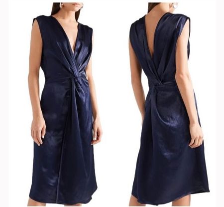 Sid Neigum Twist Front Hammered Satin Dress - Gr. S