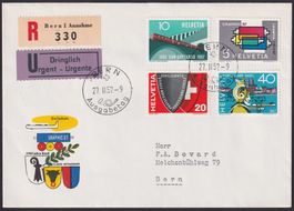 1957, Nr.258-331 auf Luxus-FDC von BERN +PTT-Direktion, 50.-