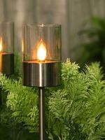 LED Solar Leuchte mit Kerzenflackern aus Edelstahl mit 1 LED