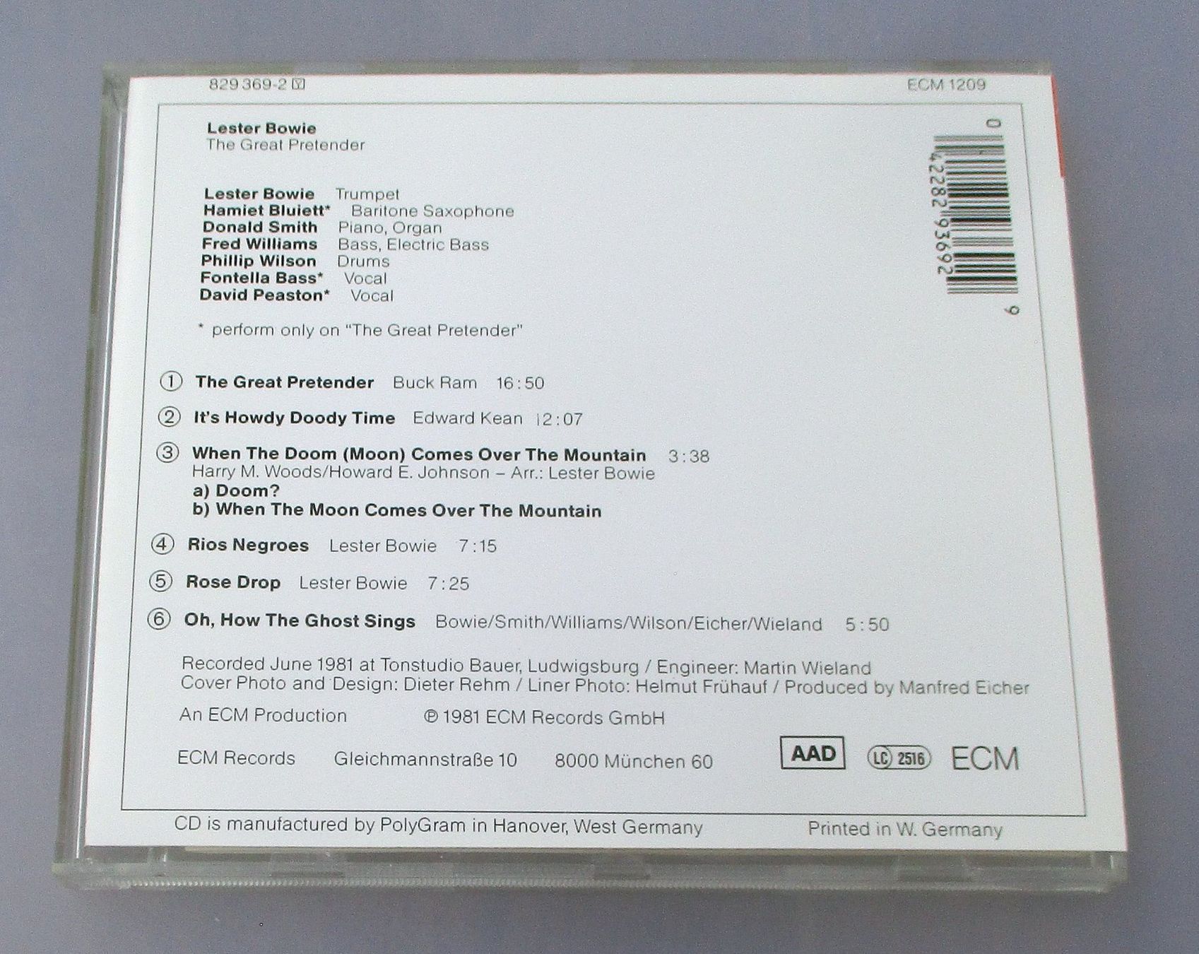 CD: LESTER BOWIE - The Great Pretender – Usato da Wattwil venduto da Muriel11 1