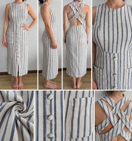 Sommerkleid Mango gestreift mit Knöpfen Grösse S