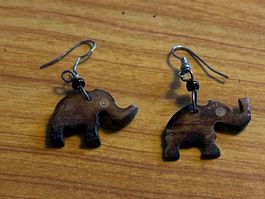 Ohrhänger Stein Vintage Ohrschmuck Handmade Elefant 70er