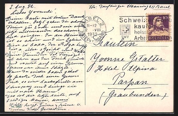 Cartoline postali: AK Basel, Partie am Spalengraben, 1932 – Usato da Berlin venduto da bartko-reher 1