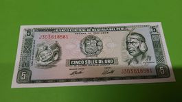 Peru 5 Soles de Oro Geldschein 1974 - Seltenes Sammlerstück