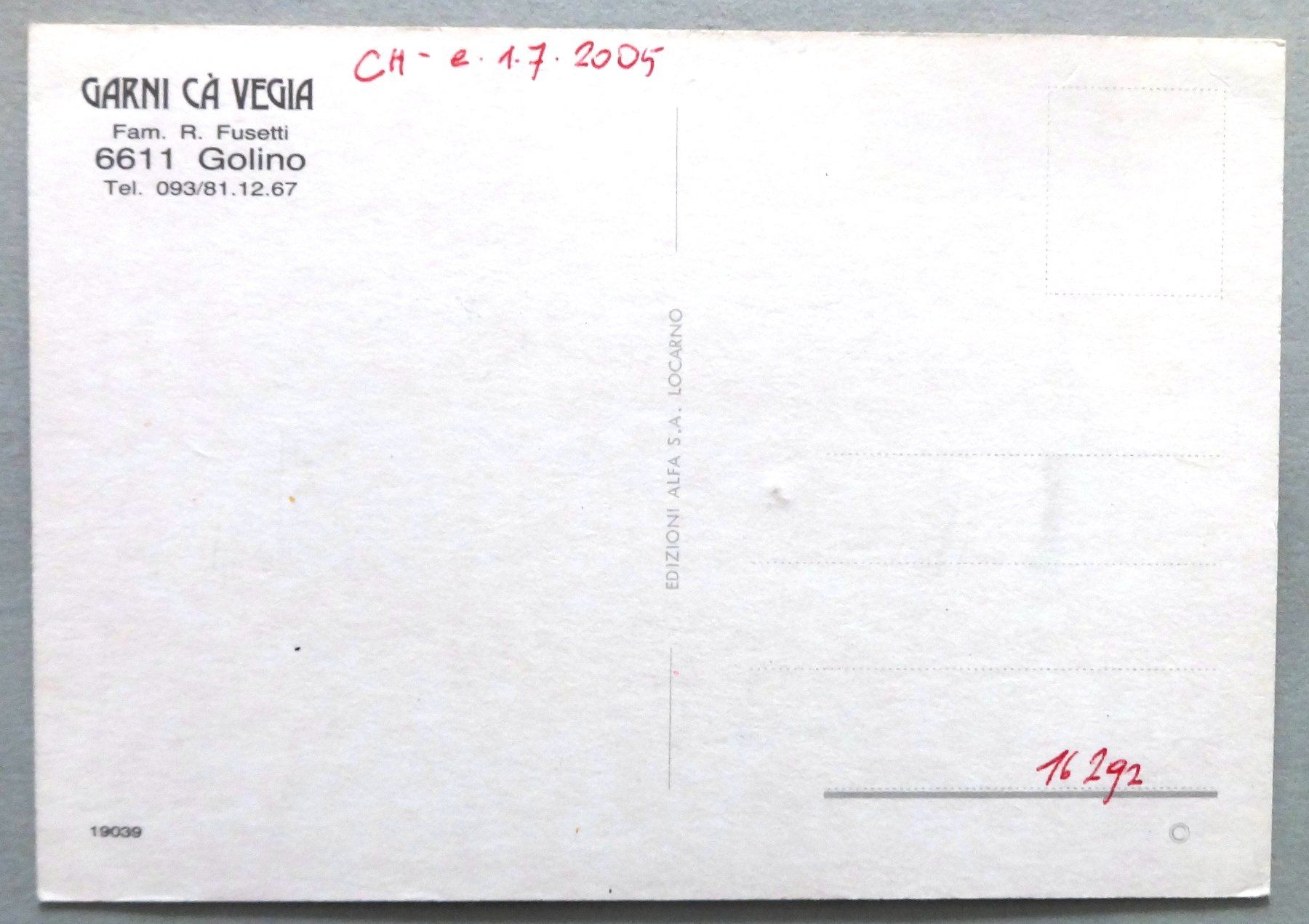 Cartes postales: Garni Cà Vegia, Golino – D'occasion à Fétigny par Billy2miny 1