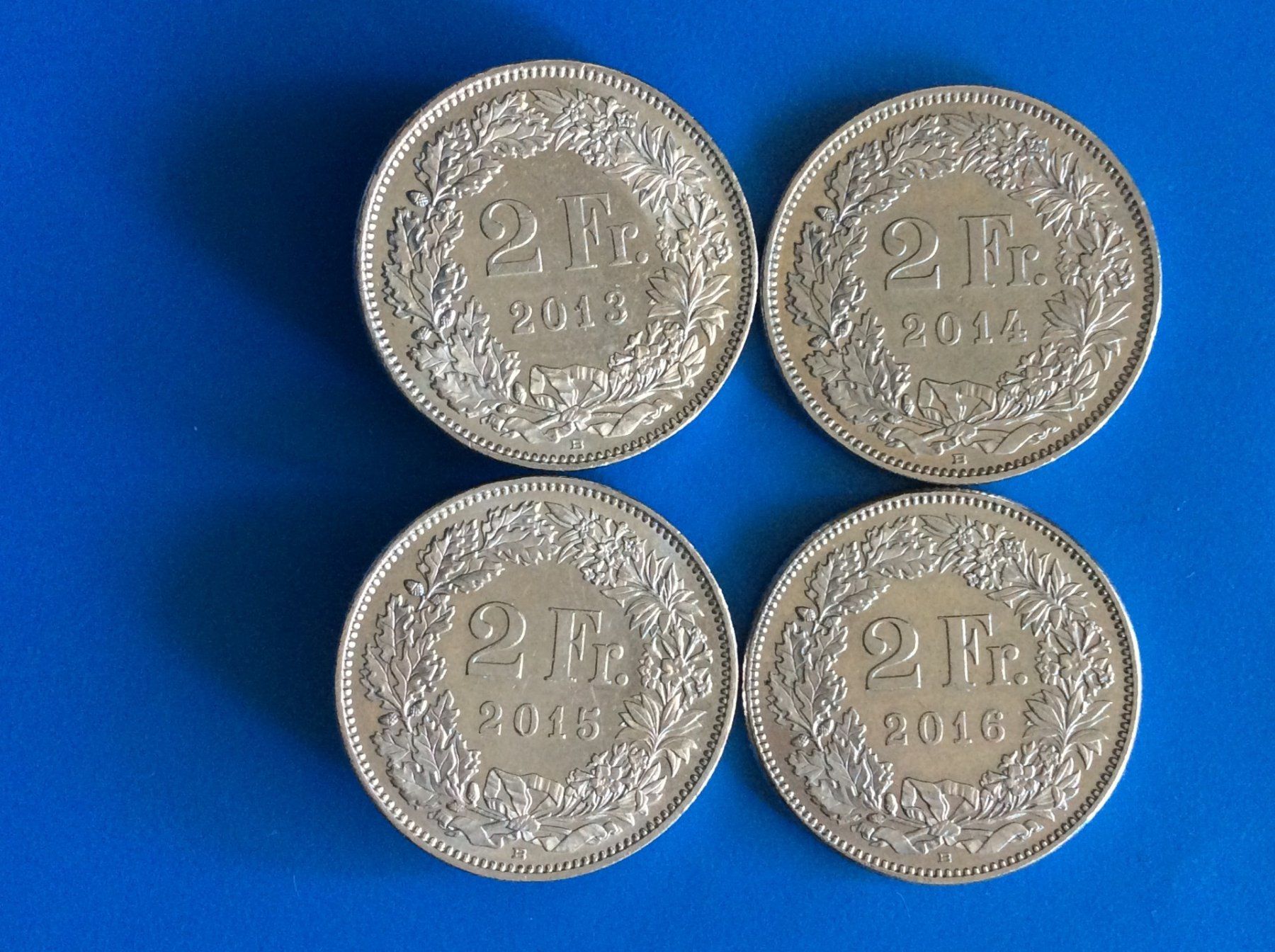 Tutti le monete: 2 francs 2013-2014-2015-2016  Jolies – Usato da Genève venduto da pie_fh2d