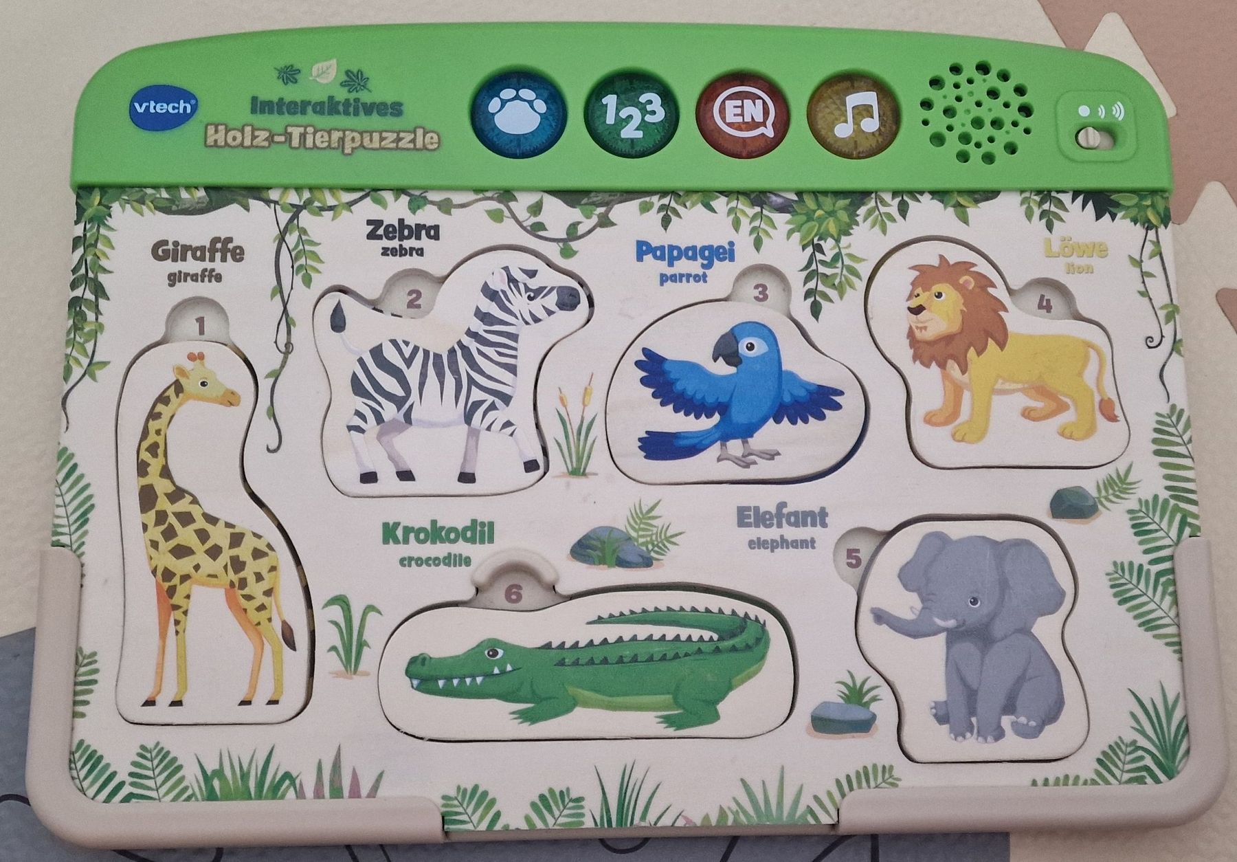 Vtech Giochi: Vtech Interaktives Holz-Tierpuzzle Tiere 1-6 – Usato da Bottighofen venduto da Luana1234.
