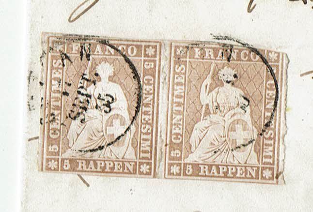 Alle Briefmarken: STRUBEL <526> 22C/B2 PAAR+23Cd/B3.IV BEFUNDE – Gebraucht aus Rüschlikon von Sualk1 1
