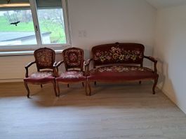 Antike Louis XV Sitzgruppe mit Goubelin- Stickerei