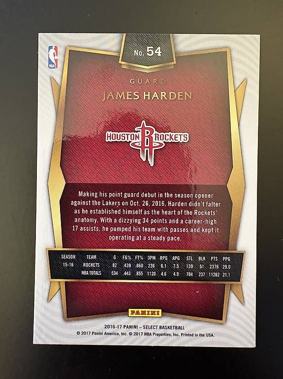 Nba Carte collezionabili: 2016 panini select basketball - James Harden - NBA – Nuovo (secondo la descrizione) da Savosa venduto da Misch-M13 1