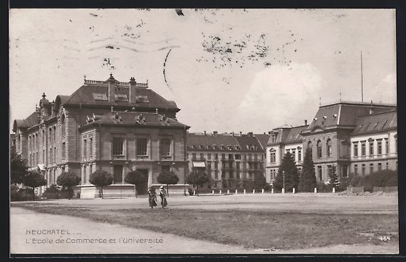 Cartoline postali: Neuchatel, L'Ecole de Commerce et l'Univ – Usato da Berlin venduto da bartko-reher