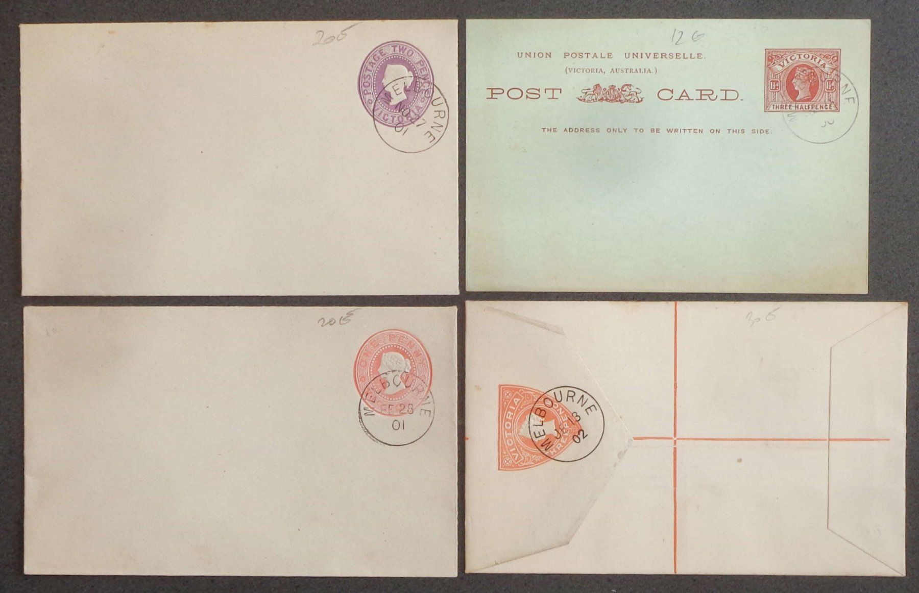 Alle Briefmarken: VICTORIA 1900–1902: 4 Postal Stationaries, O – Gebraucht aus Le Locle von timbrettino