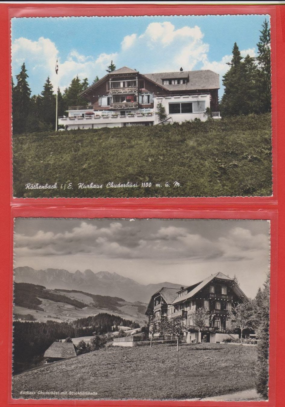Ansichtskarten: Chuderhüsi Emmental  -  2 ältere Ansichtskarten 1944 + 1960 – Gebraucht aus Vitznau von Ropaku