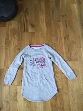 H&M Sweatkleid, Gr. 122/128, Grau mit Blumen - Top!