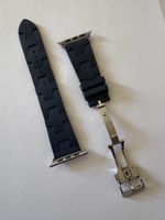 Bracelet montre Apple Watch Hermès cuir bleu boucle ardillon