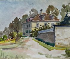M. Debrunner, 1957 - Aquarell, Haus, Landschaft