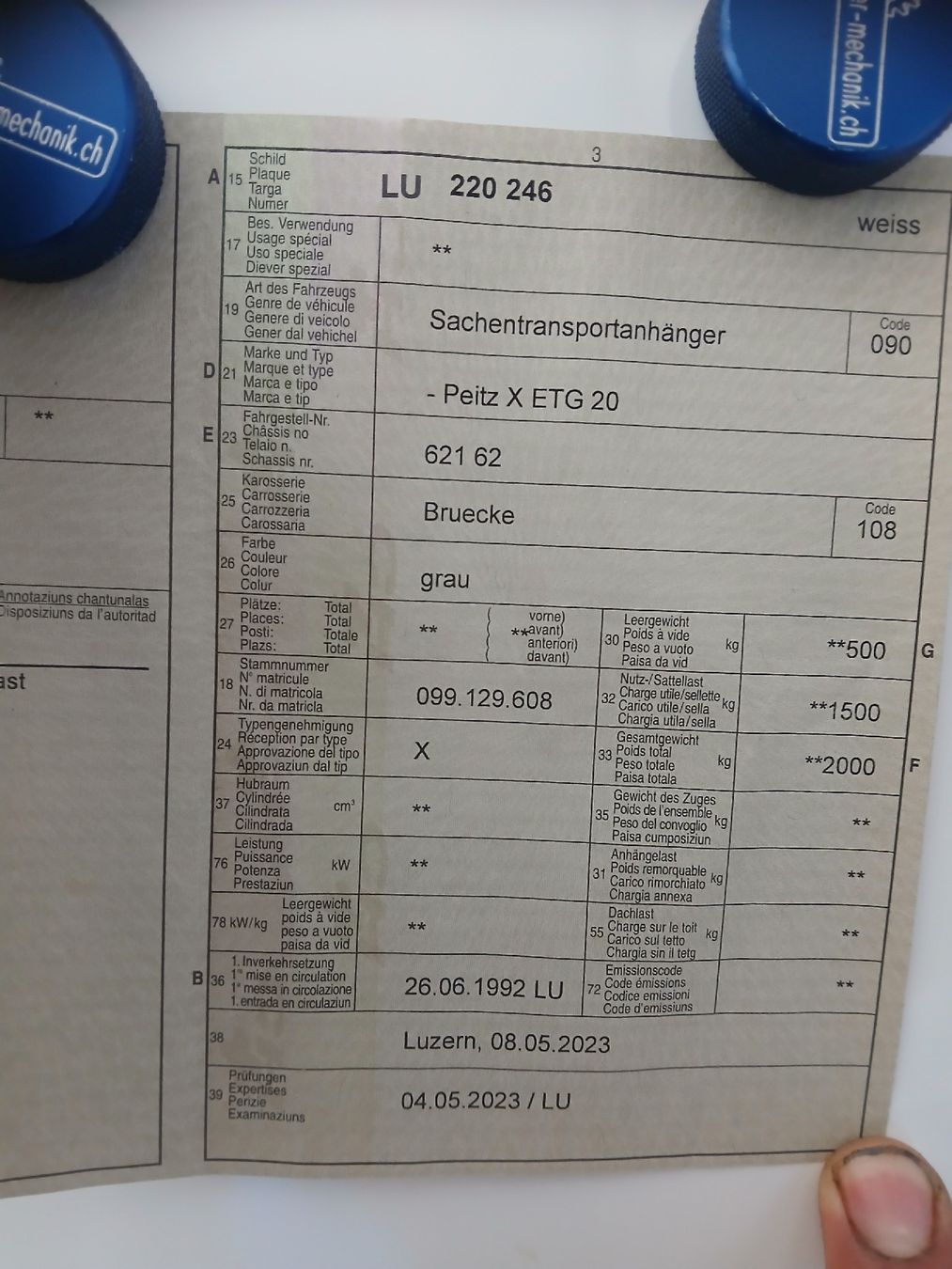 Remorques: Robuster Autoanhänger Anhänger – D'occasion à Gettnau par Kbag. 8