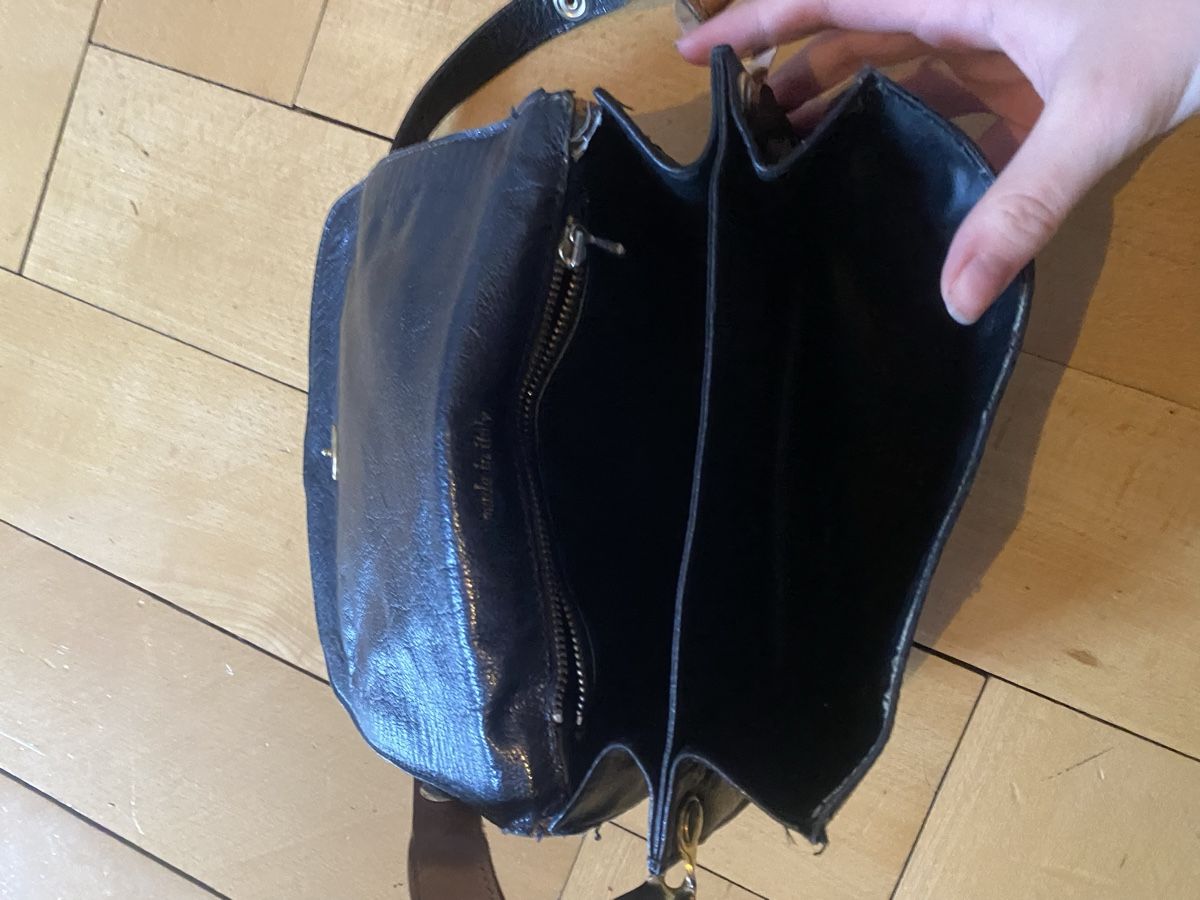 Taschen für Damen: Vintage Leder Handtasche,  schwarz/braun – Gebraucht aus Zürich von mar_zn2k 1