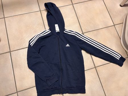 Adidas Jacke mit Kapuze, Grösse 152, Dunkelblau, Top Zustand