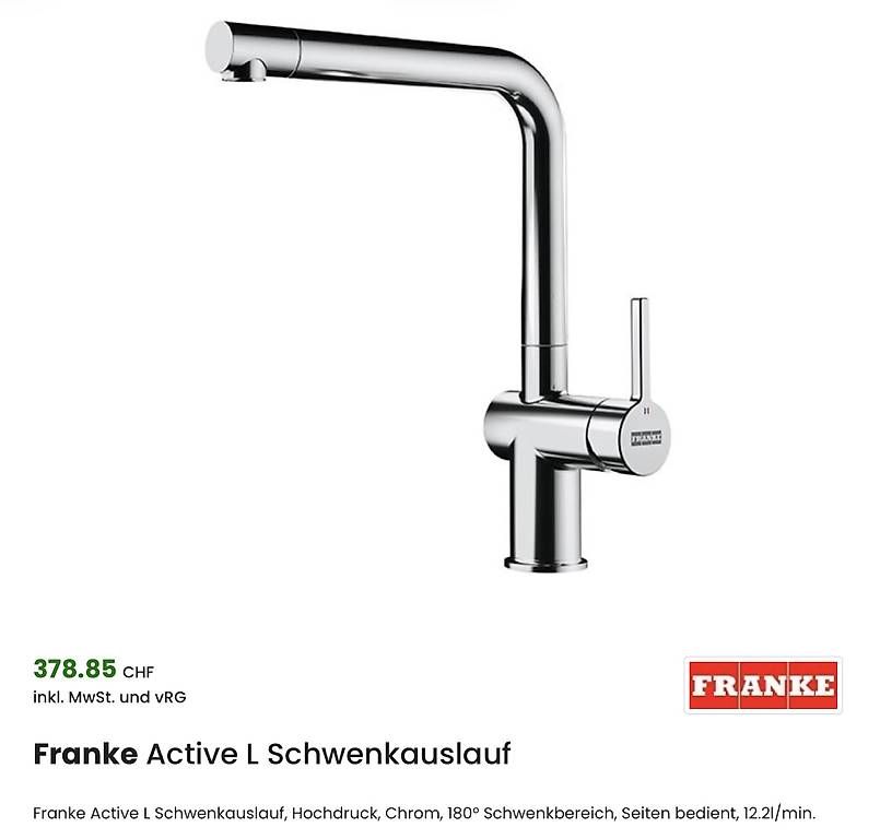 Franke Rubinetteria: Franke Active L Schwenkauslauf – Nuovo (secondo la descrizione) da werdenberg venduto da Uleon