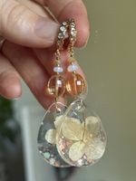 Echte Blumen Acrylharz, Opal, Citrin Ohrringe NEU