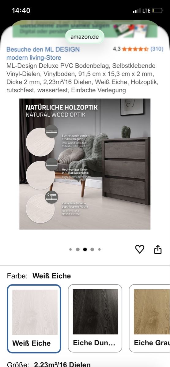 Rivestimenti per pavimenti: ML-Design PVC Bodenbelag, selbstklebend, Weiss Eiche! – Nuovo e nell'imballaggio originale da Widnau venduto da flottifetze 2