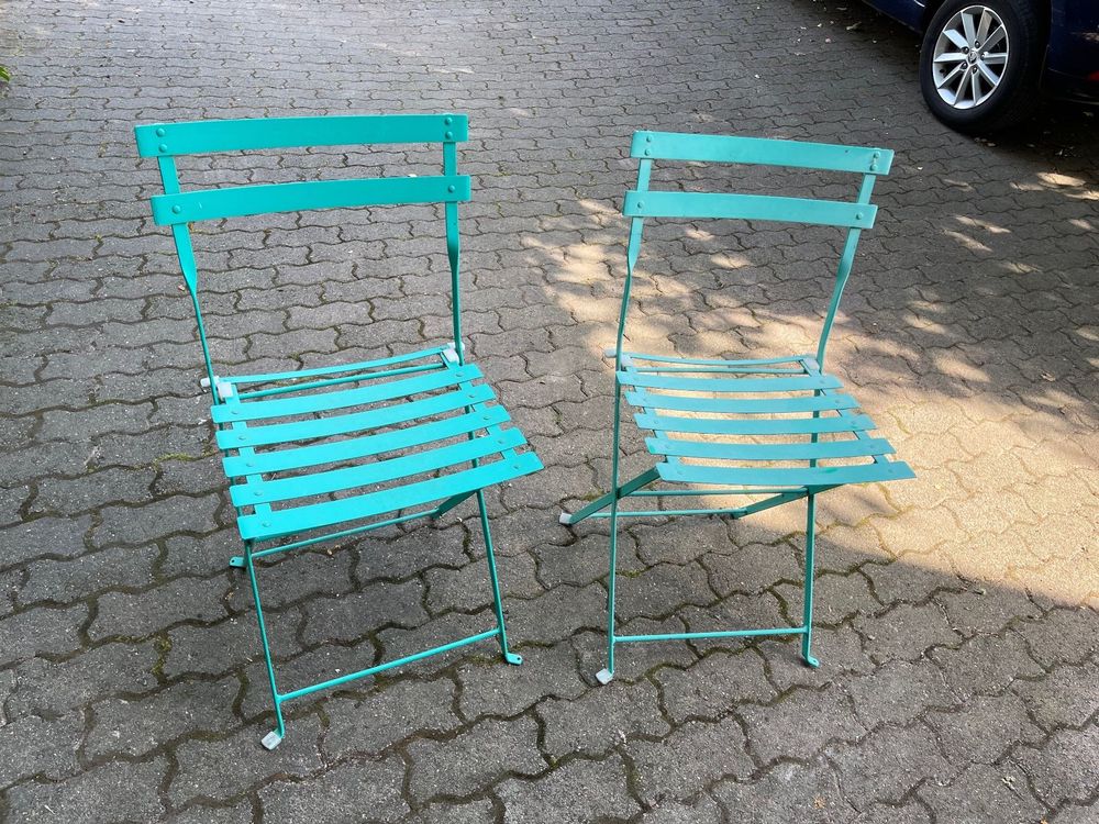 Set 2 Klappstühle für den Garten, grüntürkis, Metall Kaufen auf Ricardo