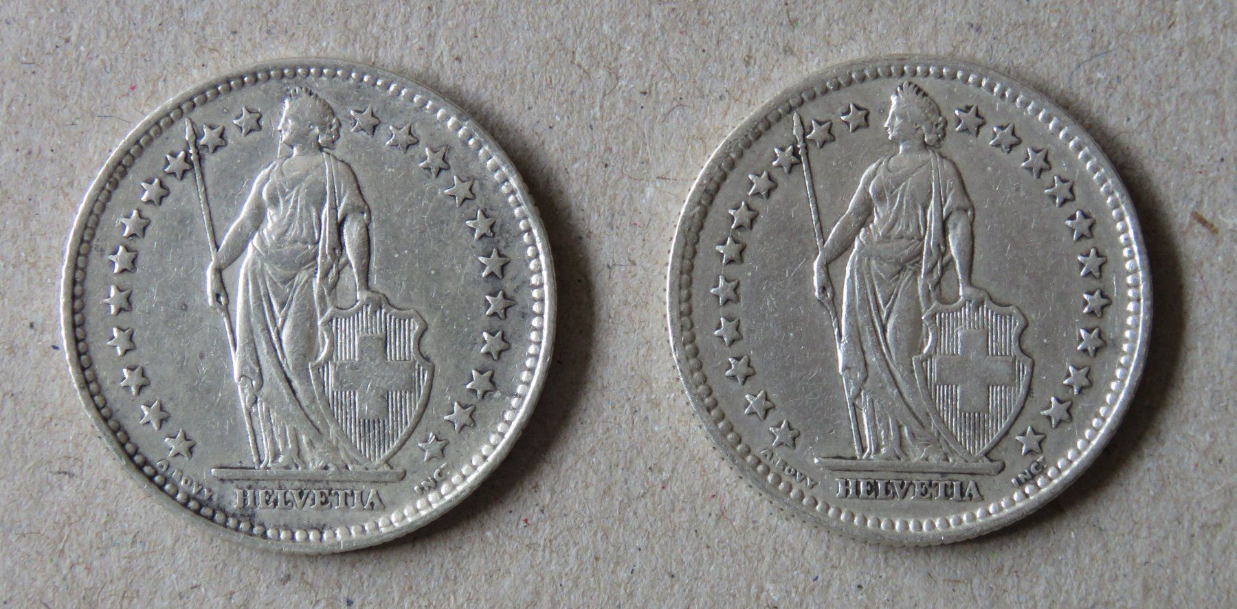 Alle Münzen: 2 x Fr. 2.-  1940 und 1944  Silber – Gebraucht aus Kreuzlingen von Koi4 1