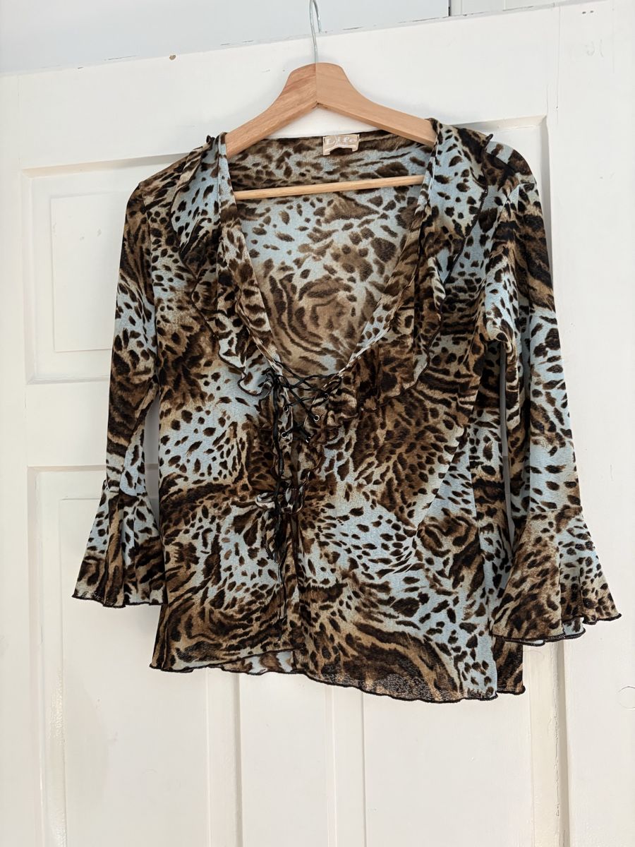 Blusen: Vintage Mesh-Top Animal Print Leo  – Gebraucht aus St. Gallen von beautywood