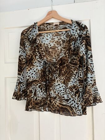Vintage Mesh-Top Animal Print Leo 