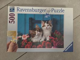Ravensburger Puzzle - 500 Teile - Katzen und Rosen Motiv