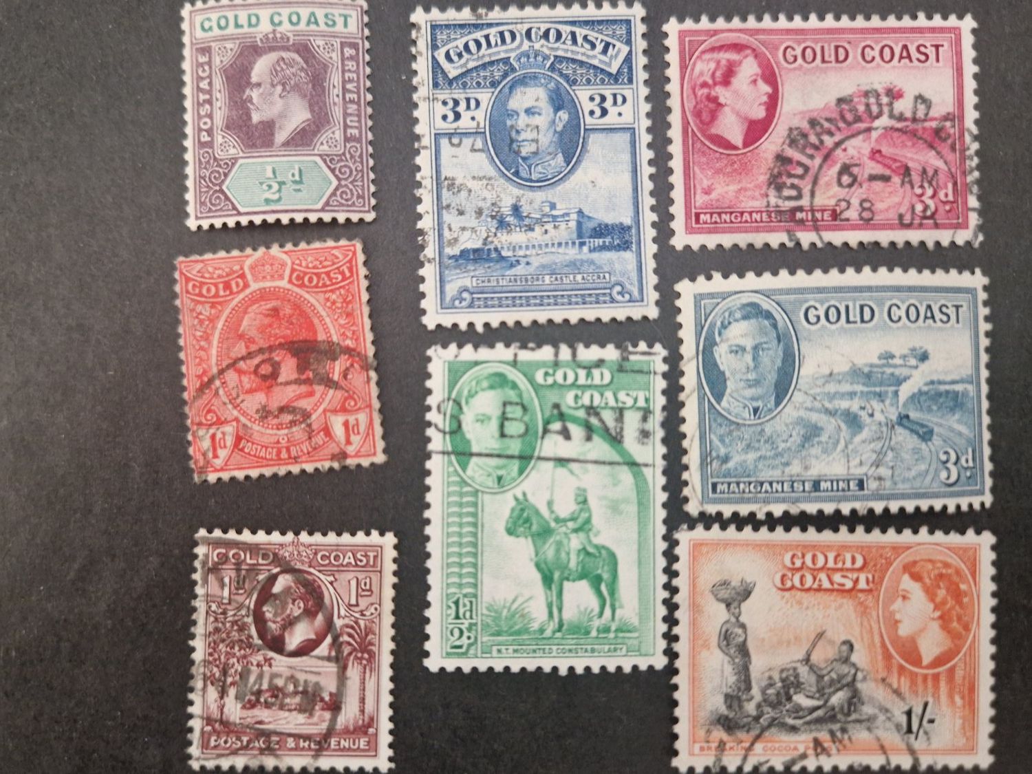 Tutti i francobolli: 8 seltene Gold Coast Briefmarken – Usato da Münchwilen TG venduto da Nonno39