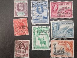 8 seltene Gold Coast Briefmarken