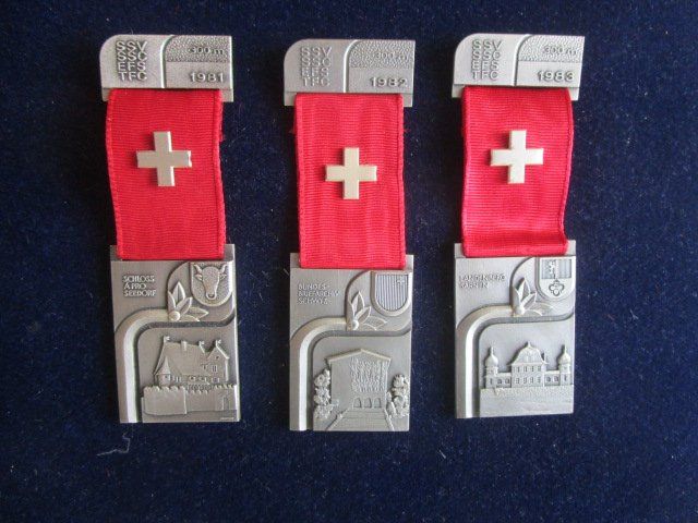 Medaglie: 3 X Eidg. Feldschiessen 300 Meter 1981 - 1982 - 1983 – Nuovo (secondo la descrizione) da Luzern venduto da Horoskop1