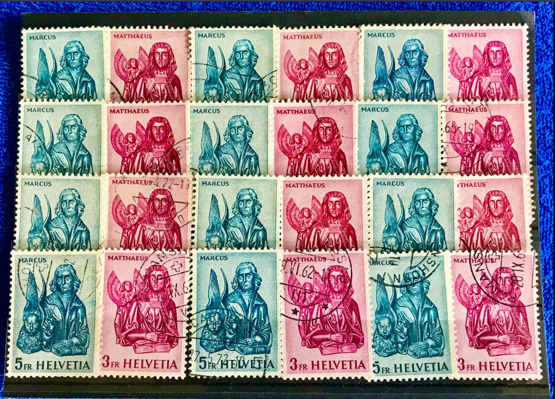 Alle Briefmarken: Nr.381 /382 Steckkarte mit Stempel   – Gebraucht aus Aarau von Billa007
