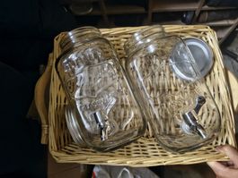 Getränkespender Glas 4L 2er Set mit Zapfhahn