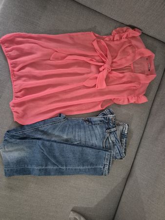 ensemble jeans 36 + blouse XS