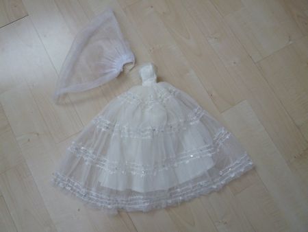 Vintage Barbie Hochzeit Kleid  festliches Kleid mit Schleier