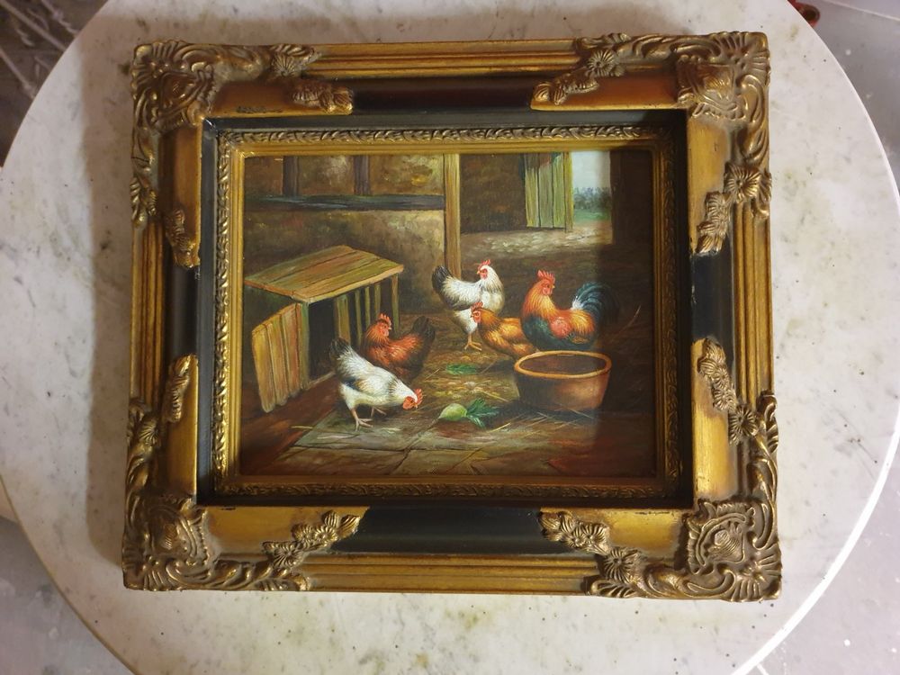  Gemälde Hahn, Hühner 