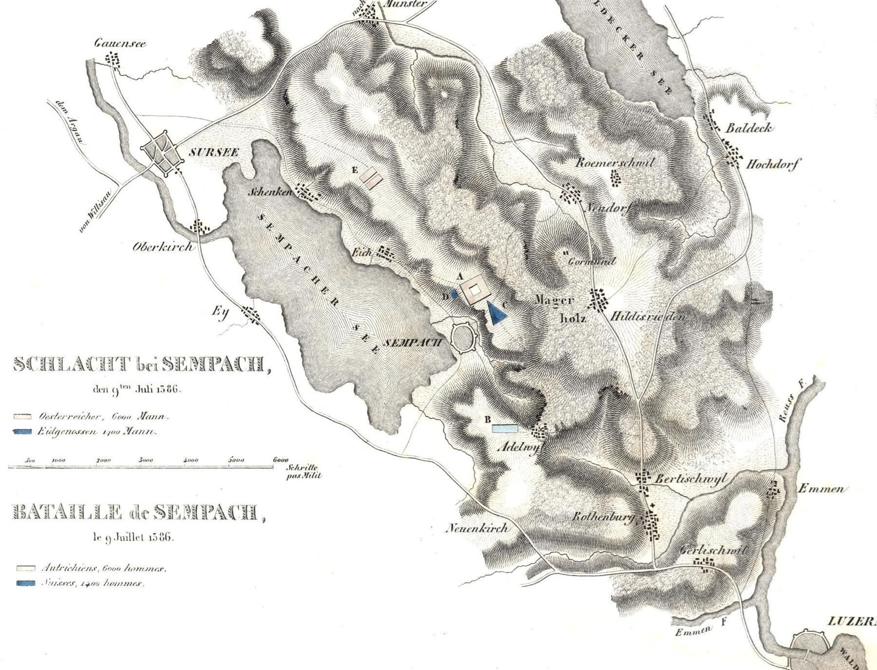 Landkarten & Atlanten: Sempach Schlacht Plan 1831 – Gebraucht aus Rafz von Helvet32 1